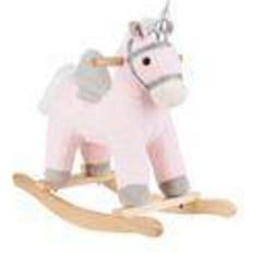 Einhorn Kikkaboo Schaukeltier Einhorn Plüsch Musik Kufen, Sattel, Holzsockel, Steigbügel rosa