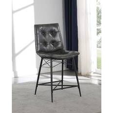 Gray tufted chairs set of 2 Coaster 107859 Set of 2 Leatherette Bar Stool