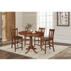 Counter height pedestal table International Concepts Solid Wood Dining Table 5