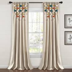 Lush Decor Boho Pom Pom Tassel Linen Window Curtain Panel 95 L x 52 W