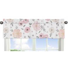 Blush Pink Grey and White Window Treatment Valance