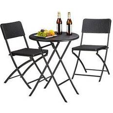 Relaxdays Bastian Garden Furniture 3-Pieces Rattan-Look 75.5 x 60 x 60 cm Black Outdoor Lounge Set