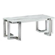 Verre Tables Basses Dkd Home Decor Blanc Argenté 120 x 60 x 45 cm Table Basse