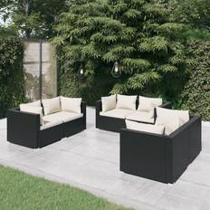 vidaXL Patio Outdoor Sectional Sofa Set 6 Piece Poly Rattan Black Set da Lounge da Esterno