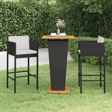 Gris Ensembles de Bar d'Extérieur vidaXL de Jardin 3 pcs Coussins Meubles Table et Chaises de Patio Salon de Jardin Terrasse Résine Tressée Noir Ensemble de Bar d'Extérieur