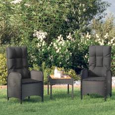 Muebles de Jardín y Exterior vidaXL Patio Furniture Set 3 Piece Sofa Set with Cushions Black Poly Rattan Conjunto de Sala de Exterior