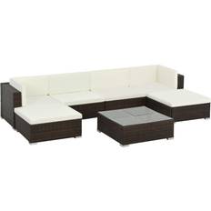 Conjuntos de Sala de Exterior vidaXL Set Muebles Jardín 7 Piezas Y Cojines Ratán Sintético Marrón Conjunto de Sala de Exterior