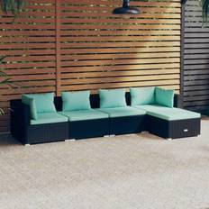 Bleu Ensembles de Salon d'Extérieur vidaXL Jardin 5 Pcs Poly Rattan Black Ensemble de Salon d'Extérieur