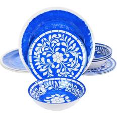 Elama ELN Elly Collection Set di Stoviglie in Melamina 12 Pezzi Blu Servizio da Tavola 12pcs