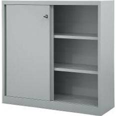 Silver Storage Cabinets Bisley Schiebetürenschrank Eco Stahl 2 Fachböden Lagerschrank