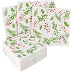 Christmas Paper Napkins Juvale 100Pcs Disposable Paper Napkins Christmas Dinner Party Supplies, Holly Berry Multi More than 12