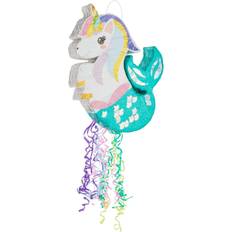 Small Unicorn Mermaid Pull String Pinata for Girls Mermicorn Birthday Party Decorations 16.5 x 13 x 3 In