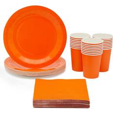 Orange Paper Napkins Juvale Orange Party Supplies, Paper Plates, Cups, and Napkins Serves 24, 72 Pieces