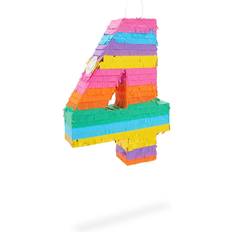 Blue Panda Rainbow Number 4 Pinata Small 12 x 17 x 3 Inches