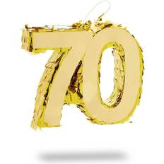 Sparkle and Bash Mini Number 70 Pinata Gold 7.5 x 6 x 2 in