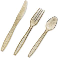 Birthdays Disposable Flatware Juvale Gold Glitter Silverware for Weddings, Birthday Parties 96 Pieces