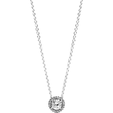 Pandora Round Sparkle Halo Necklace - Silver/Transparent