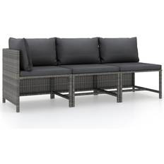 Grigio Set da Lounge da Esterno vidaXL Divani Giardino 3 pz Con Cuscini in Polyrattan Grigio Set da Lounge da Esterno