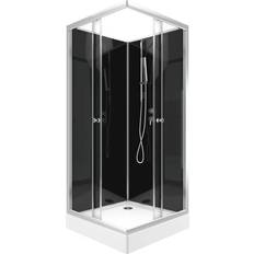 Noir Cabines de Douche Cabine De Douche Carrée Aurlane Squary Black 2 - 80 x 80 x 195