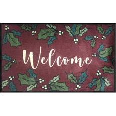 Red Anti Fatigue Mats M + A Matting Message Mat, 35" Welcome Holly Burgundy