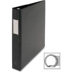 Office Supplies Business Source Round Ring Binder with Label Holder 1-Inch Cap 11-Inch x 8-1/2-Inch