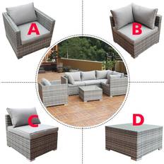 Synthetic Rattan Outdoor Sofas & Benches Costway Set Outdoor Sofa