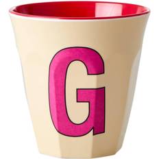 Multikleur Bekers Rice melamine beker medium letter g pastel geel