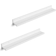 Svævehylde hvid Songmics Elegante Hvide Svævehylde Højglans Hvid MDF Sæt Med 2 Væghylde 60cm 2stk