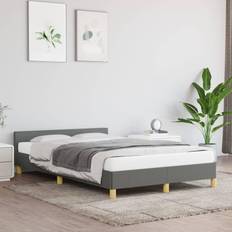vidaXL Bedframe Matras 120x200 cm Stof Donkergrijs