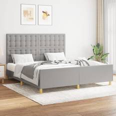 vidaXL Estructura De Cama Con Cabecero Tela Gris Claro 160x200 cm