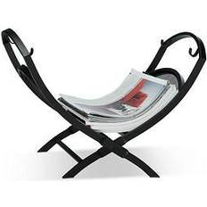 Caminetti Relaxdays Cesto portalegna e borsa da trasporto pieghevole acciaio richiudibile portariviste HxLxP: 32 x 43,5 x 32 cm nero