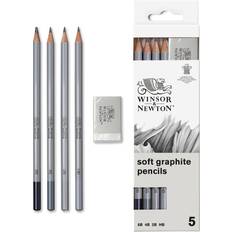 Gris Lápices de Color Winsor & Newton 0490004 Graphitstifte Set mit Radiergummi, 4 Skizzierstifte in 8B, 4B, 2B und HB, 1 Stück 1er Pack