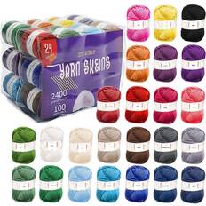 Crochet Threads Yarn Hearth & Harbor Craft Kits Acrylic 24-Piece Yarn Skein Pack