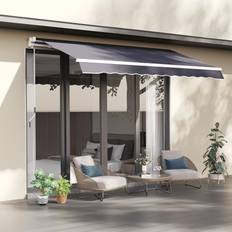 Retractable sun shade for deck OutSunny 10 Manual Retractable Awning Shade Shelter