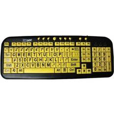 CD-1038 Black USB Wired Ergonomic Ezsee Low Vision Keyboard Large Print Yellow Keys