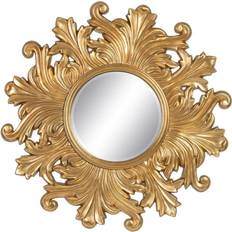 BigBuy Home 114 114 Crystal Golden Wood Wall Mirror