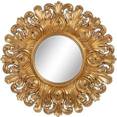 BigBuy Home 108 Crystal Golden Wood Wall Mirror