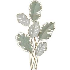 Green Wall Decor Dkd Home Decor Metal White Green Modern Leaf of a plant 57 103 Wall Decor