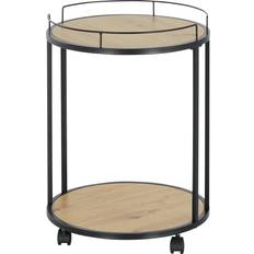 HAKU Möbel Desserte Cuisine Ronde "Ascola" 60 cm Noir & Chêne Table de chevet