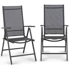 Blumfeldt Almeria Adjustable Garden Chairs Anthracite 107cm H x 56.5cm W x 68cm D