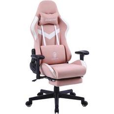 Dowinx Gaming Chairs Dowinx Dowinx Gaming Chair Fabric Office Chair with Pocket Spring Cushion Ergonomic Computer Chair with Footrest and Massage Pink