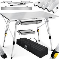 Mesas de camping Kesser Mesa de camping plegable Mesa plegable Mesa de camping con marco de aluminio Tablero enrollable Mesa plegable con ajuste de altura incl