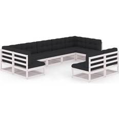 vidaXL Divani Giardino 9 pz Con Cuscini Massello di Pino Bianco cod MXL 42562 Set da Lounge da Esterno