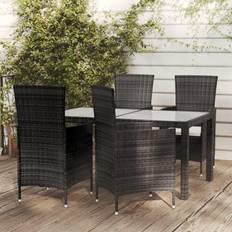 vidaXL Mobili Giardino 5 pz Con Cuscini in Polyrattan Nero Set da pranzo per patio