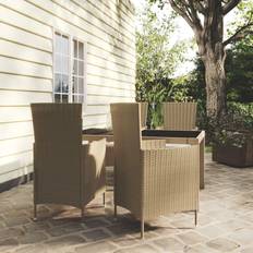 Beige Terras eethoeken vidaXL 5-delige Tuinset Met Kussens Poly Rattan Beige