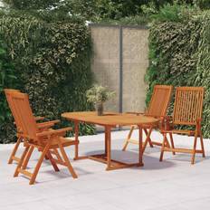 vidaXL Dining Set Extendable Table and Chair 5 Piece Solid Eucalyptus Wood Ensemble repas de patio