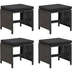 vidaXL Tabourets de Jardin 4 pcs Résine Tressée Noir Black