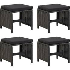 vidaXL Tuinkrukken 4 st met Kussens Poly Rattan Zwart