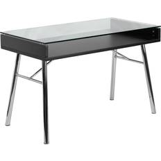 Black - Glasses Writing Desks Flash Furniture Clear/Chrome Tempered Writing Desk