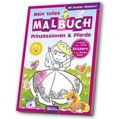 Cheap Colouring Books Malbuch mit Stickern: Prinzessin, Pferde, Ponys